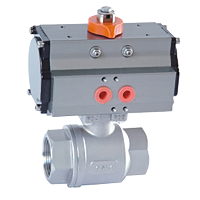 Threaded pneumatic ball valve