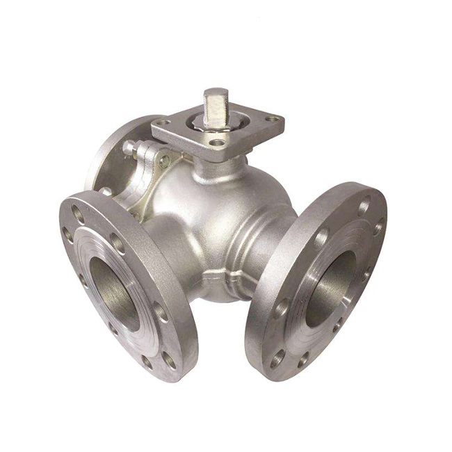 High platform three-way flange ball valve